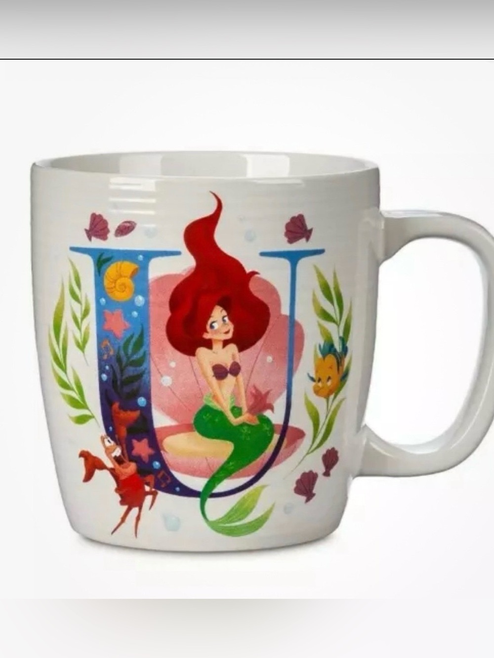 Disney Parks ABC Letters U is for Under the Sea Ceramic Coffee Mug NWT